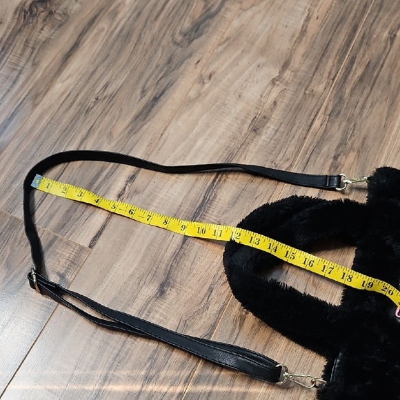 Juicy Couture Women's Black In The Mix Double Handle Faux Fur Crossbody - Picture 6 of 13